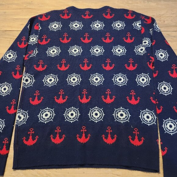 Vintage Royal Jeff Sweater Lord Jeff Blue‎ Nautical Acrylic Knit Mens Medium EUC - Picture 6 of 9